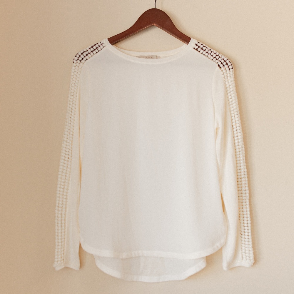 LOFT - White Long Sleeved Blouse
